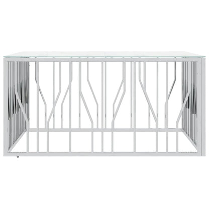 Coffee Table Silver 100x100x50 cm Stainless Steel and Glass