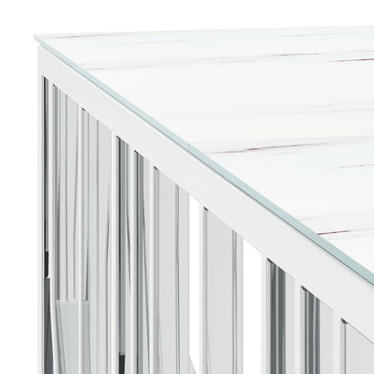 Coffee Table Silver 100x100x50 cm Stainless Steel and Glass