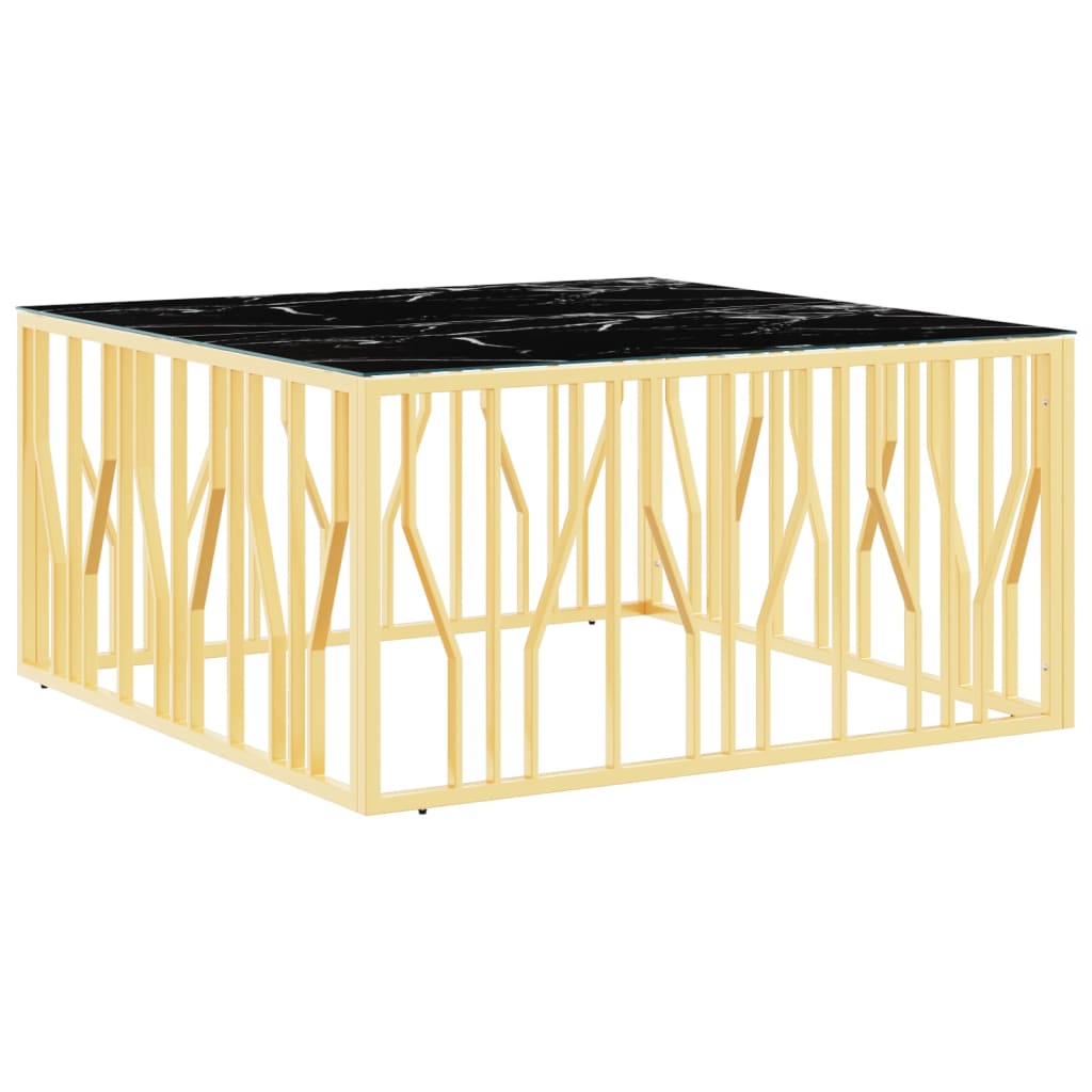 Coffee Table Gold 100x100x50 cm Stainless Steel and Glass