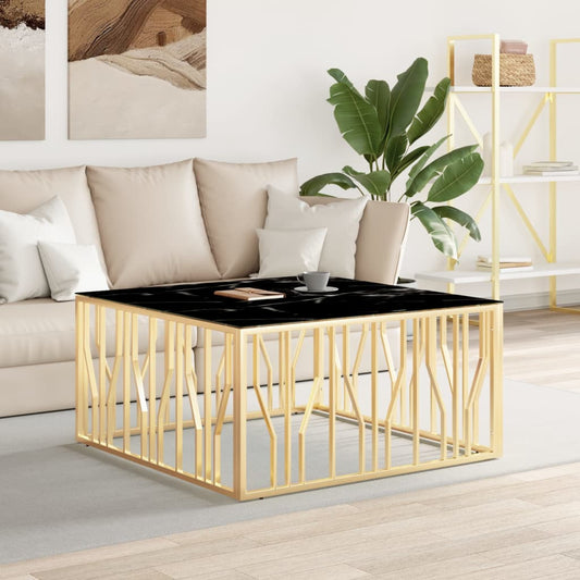 Coffee Table Gold 100x100x50 cm Stainless Steel and Glass