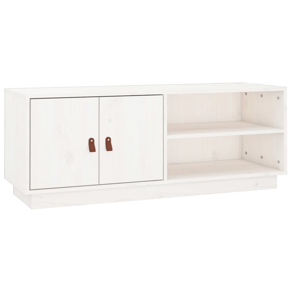 TV Cabinet White 105x34x40 cm Solid Wood Pine