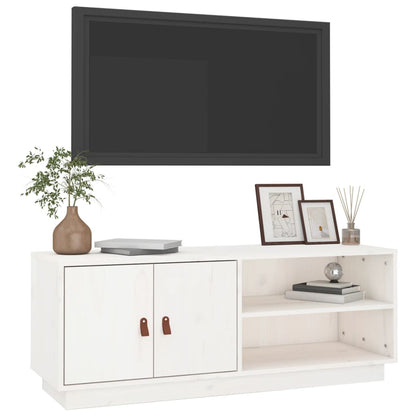 TV Cabinet White 105x34x40 cm Solid Wood Pine