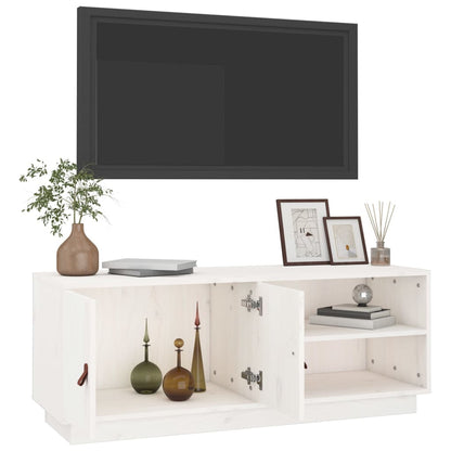 TV Cabinet White 105x34x40 cm Solid Wood Pine