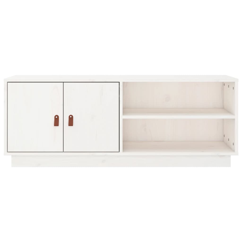 TV Cabinet White 105x34x40 cm Solid Wood Pine