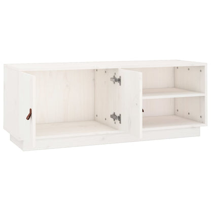 TV Cabinet White 105x34x40 cm Solid Wood Pine