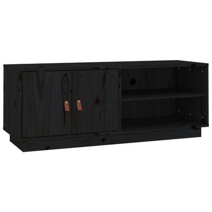 TV Cabinet Black 105x34x40 cm Solid Wood Pine