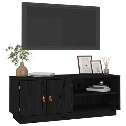 TV Cabinet Black 105x34x40 cm Solid Wood Pine