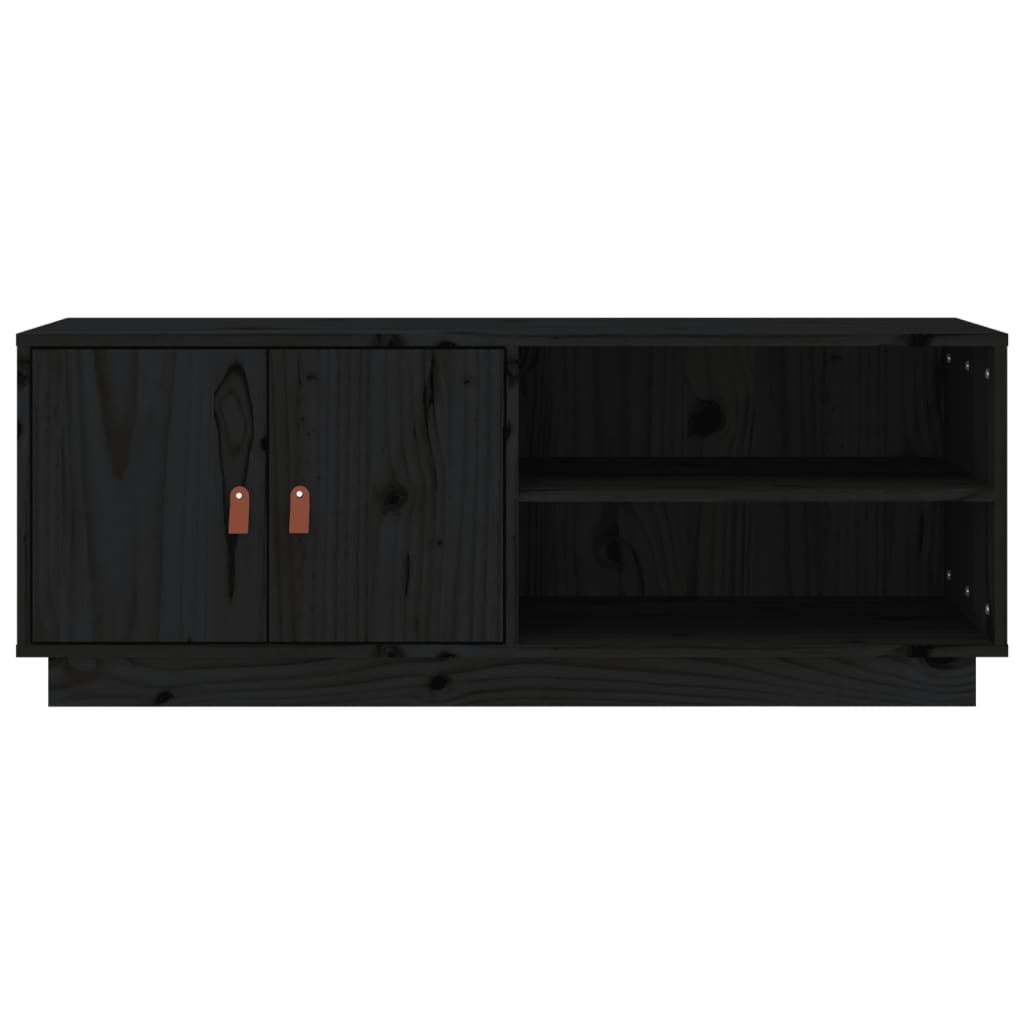 TV Cabinet Black 105x34x40 cm Solid Wood Pine