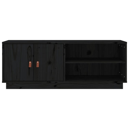 TV Cabinet Black 105x34x40 cm Solid Wood Pine