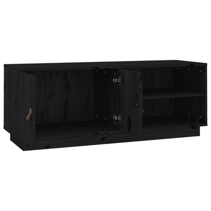 TV Cabinet Black 105x34x40 cm Solid Wood Pine