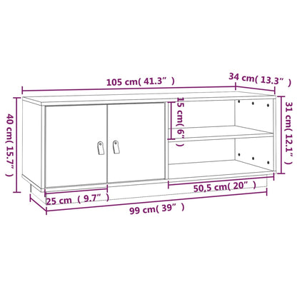 TV Cabinet Black 105x34x40 cm Solid Wood Pine