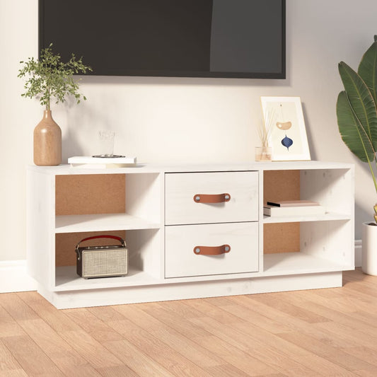 TV Cabinet White 100x34x40 cm Solid Wood Pine