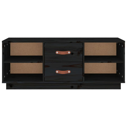 TV Cabinet Black 100x34x40 cm Solid Wood Pine