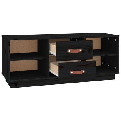 TV Cabinet Black 100x34x40 cm Solid Wood Pine