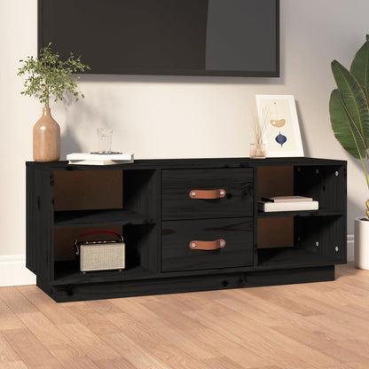 TV Cabinet Black 100x34x40 cm Solid Wood Pine