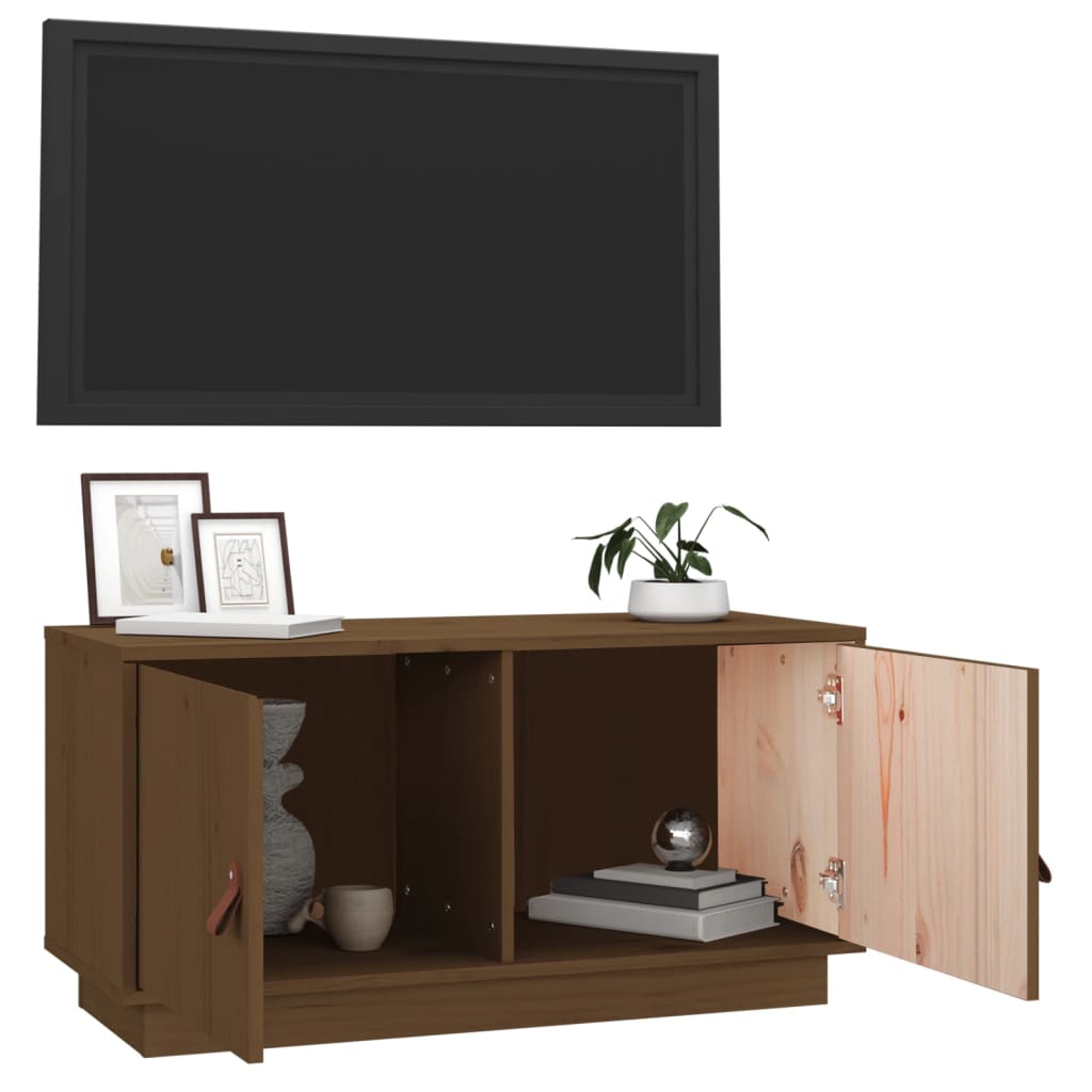 TV Cabinet Honey Brown 80x34x40 cm Solid Wood Pine