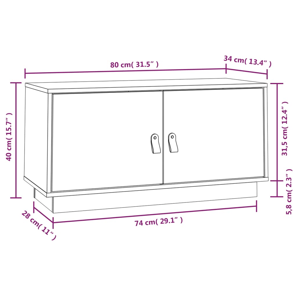 TV Cabinet Honey Brown 80x34x40 cm Solid Wood Pine