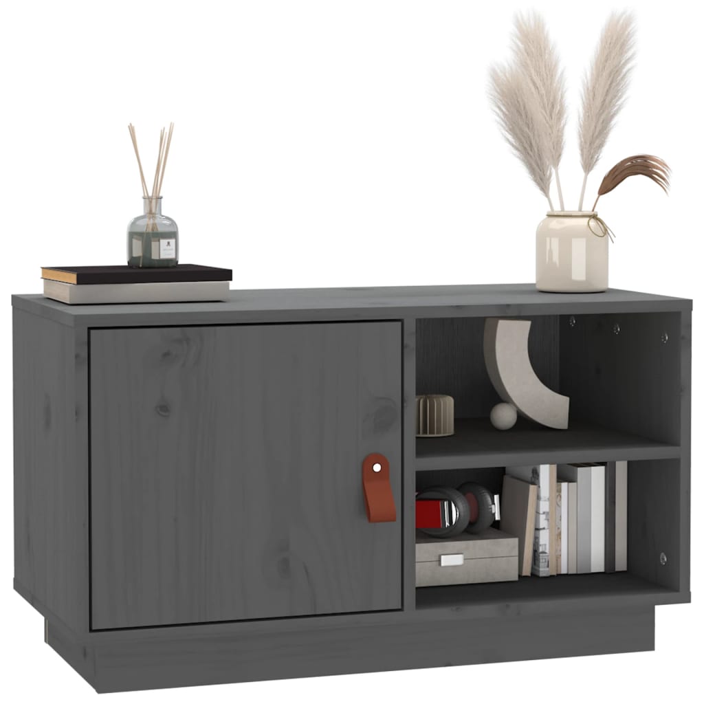 TV Cabinet Grey 70x34x40 cm Solid Wood Pine