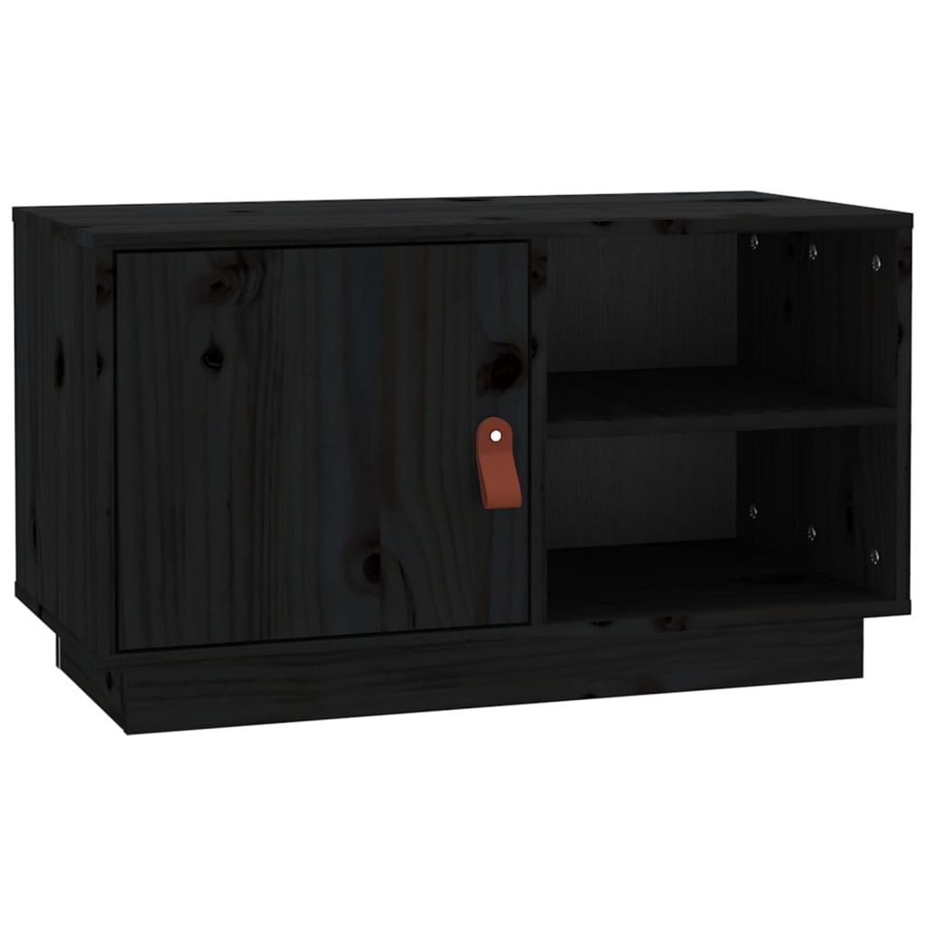 TV Cabinet Black 70x34x40 cm Solid Wood Pine