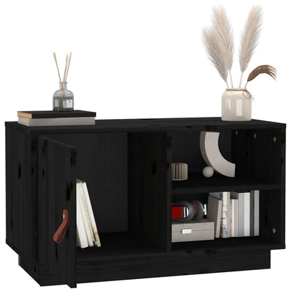 TV Cabinet Black 70x34x40 cm Solid Wood Pine