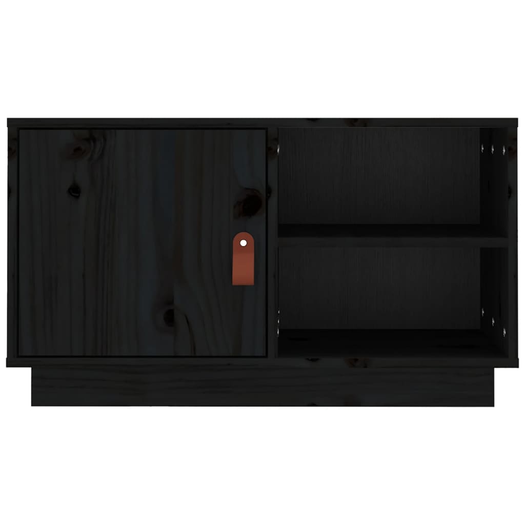 TV Cabinet Black 70x34x40 cm Solid Wood Pine