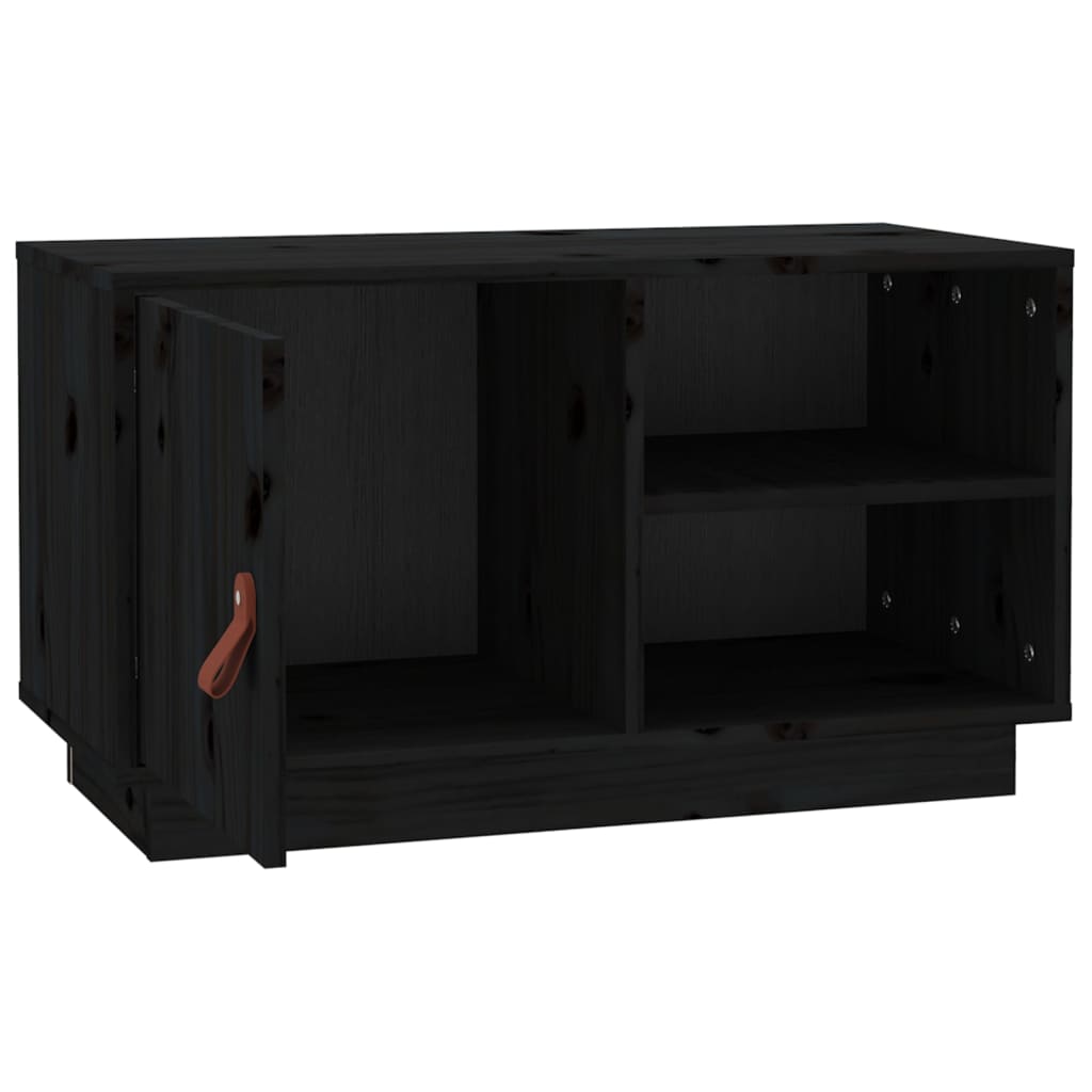 TV Cabinet Black 70x34x40 cm Solid Wood Pine