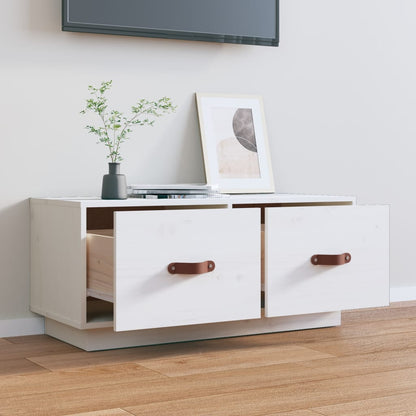 TV Cabinet White 80x34x35 cm Solid Wood Pine