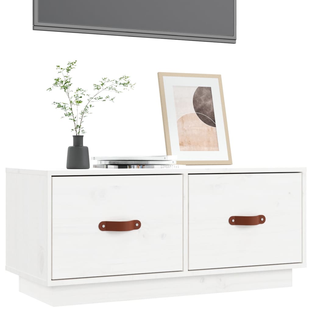 TV Cabinet White 80x34x35 cm Solid Wood Pine