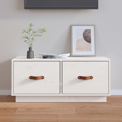 TV Cabinet White 80x34x35 cm Solid Wood Pine