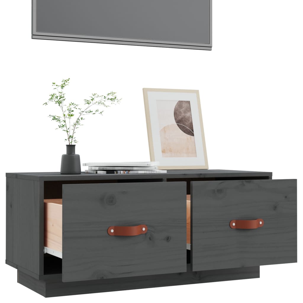 TV Cabinet Grey 80x34x35 cm Solid Wood Pine