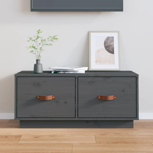 TV Cabinet Grey 80x34x35 cm Solid Wood Pine