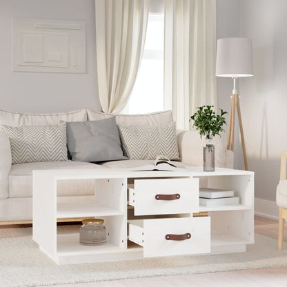 Coffee Table White 100x50x41 cm Solid Wood Pine