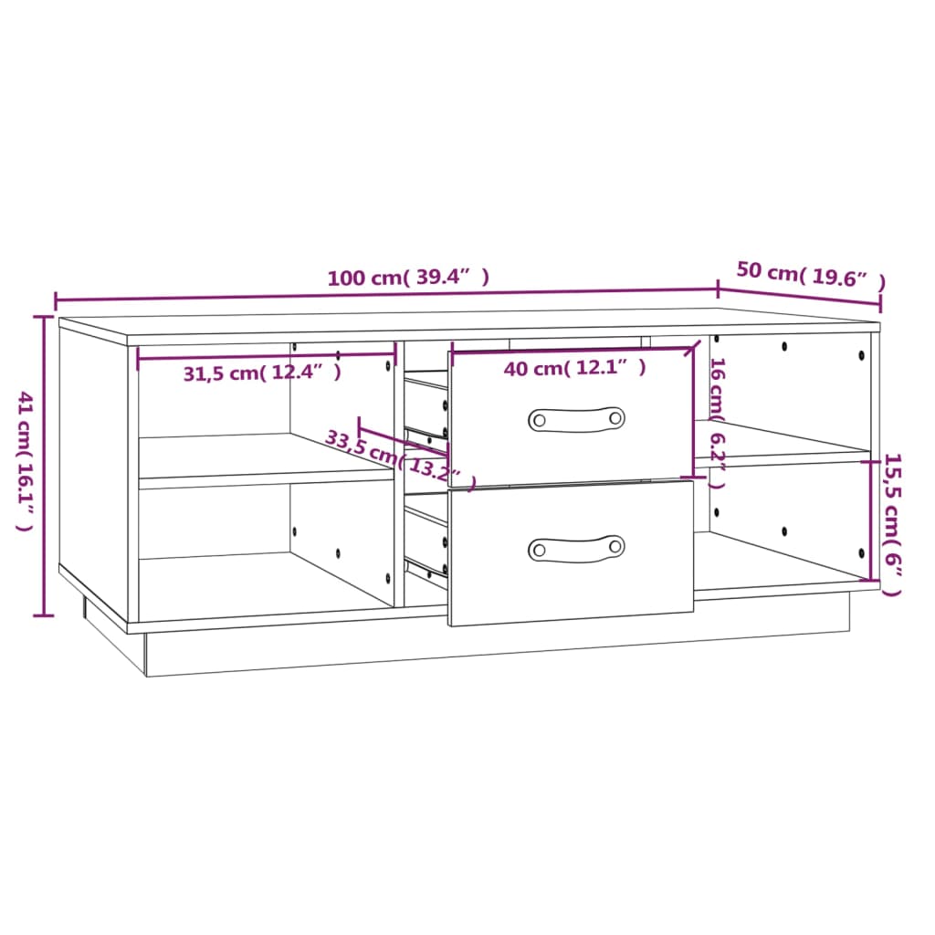 Coffee Table White 100x50x41 cm Solid Wood Pine