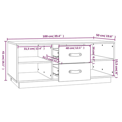 Coffee Table White 100x50x41 cm Solid Wood Pine