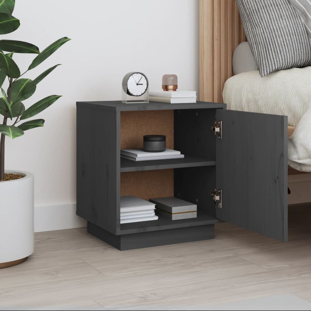 Bedside Cabinet Grey 40x34x45 cm Solid Wood Pine