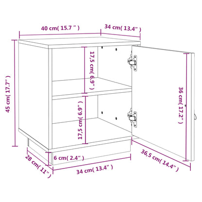 Bedside Cabinet Grey 40x34x45 cm Solid Wood Pine