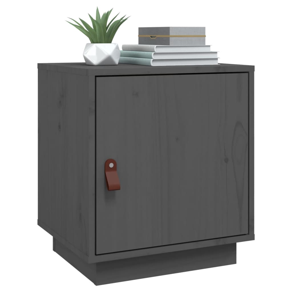 Bedside Cabinets 2 pcs Grey 40x34x45 cm Solid Wood Pine