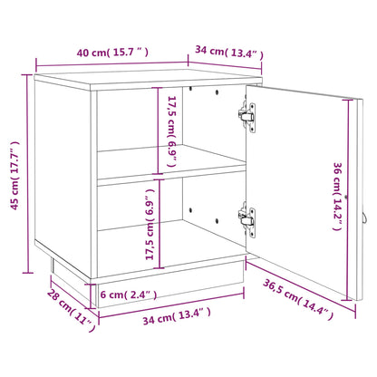 Bedside Cabinets 2 pcs Grey 40x34x45 cm Solid Wood Pine