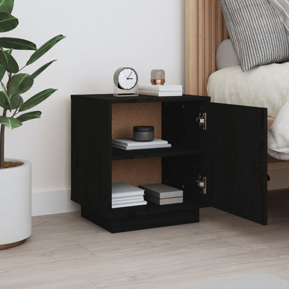 Bedside Cabinet Black 40x34x45 cm Solid Wood Pine