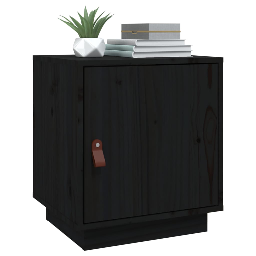 Bedside Cabinet Black 40x34x45 cm Solid Wood Pine