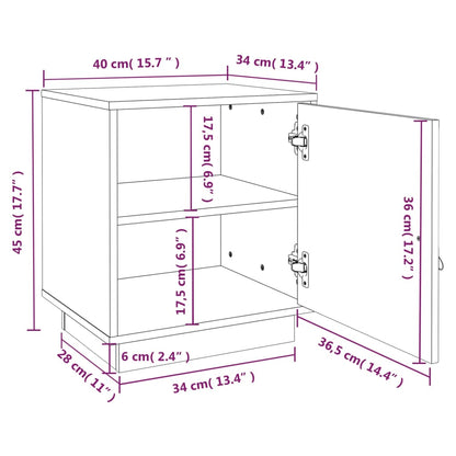 Bedside Cabinet Black 40x34x45 cm Solid Wood Pine