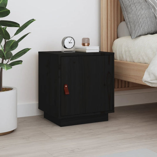 Bedside Cabinet Black 40x34x45 cm Solid Wood Pine