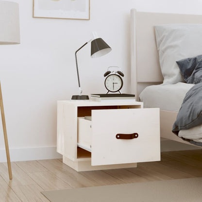 Bedside Cabinet White 40x34x35 cm Solid Wood Pine