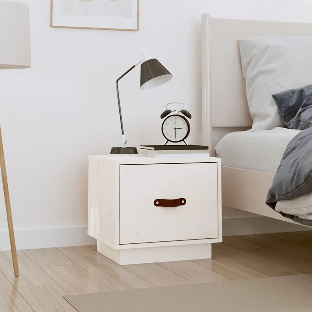 Bedside Cabinet White 40x34x35 cm Solid Wood Pine