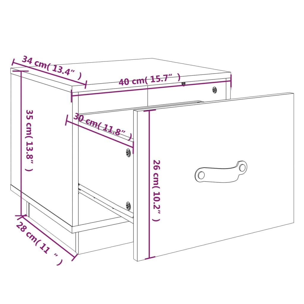 Bedside Cabinets 2 pcs Grey 40x34x35 cm Solid Wood Pine