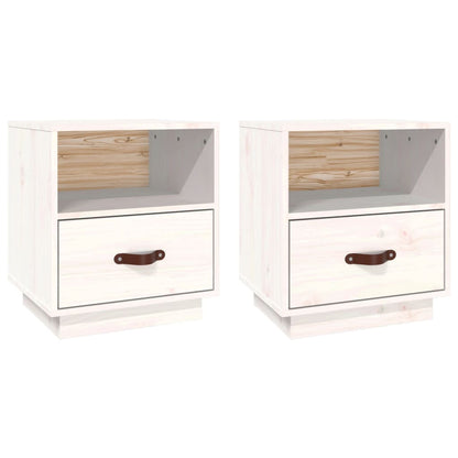 Bedside Cabinets 2 pcs White 40x34x45 cm Solid Wood Pine