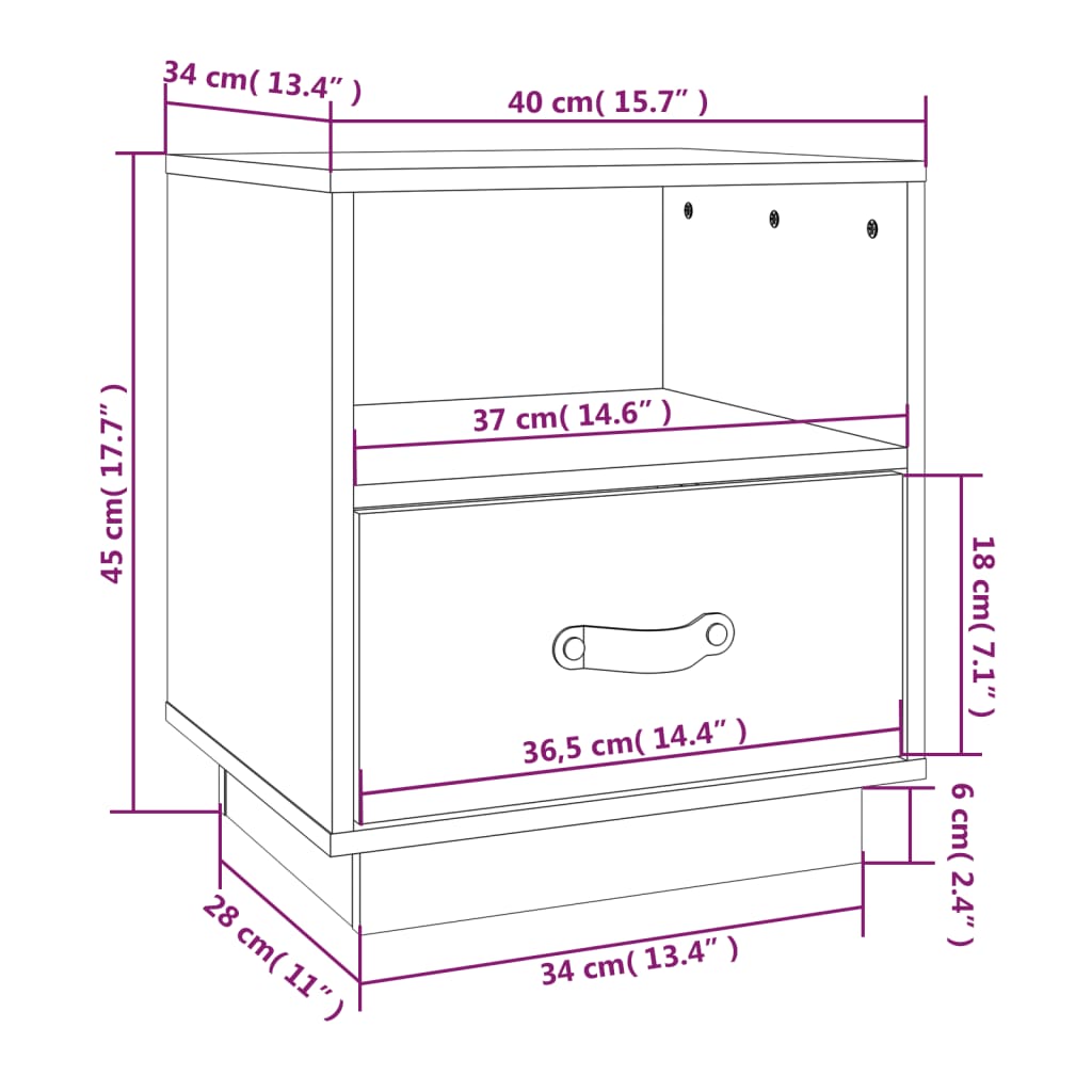 Bedside Cabinets 2 pcs White 40x34x45 cm Solid Wood Pine