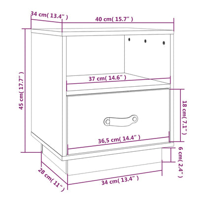 Bedside Cabinets 2 pcs White 40x34x45 cm Solid Wood Pine