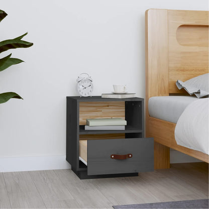 Bedside Cabinet Grey 40x34x45 cm Solid Wood Pine