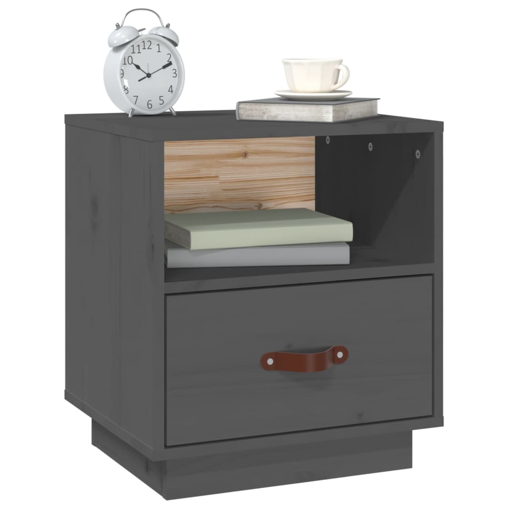 Bedside Cabinet Grey 40x34x45 cm Solid Wood Pine